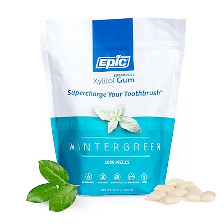 Epic 100% Xylitol Spearmint Chewing Gum - Sugar Free, Aspartame Free Dental Gum - Supports Oral Health & Fresh Breath - 1000 Pieces