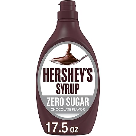 HERSHEY'S Zero Sugar Chocolate Syrup Bottles, 17.5 oz (6 Count)