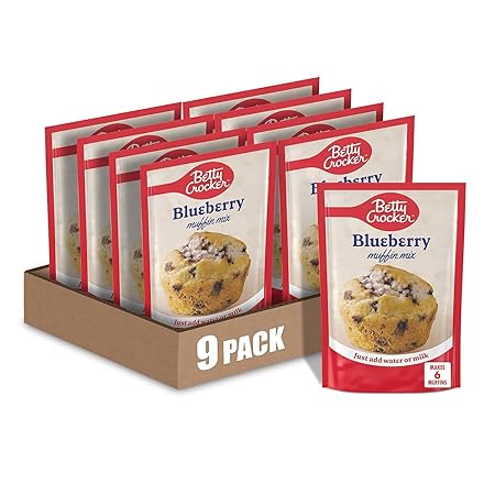 Betty Crocker Blueberry Muffin Mix, 6.5 oz (Pack of 9)