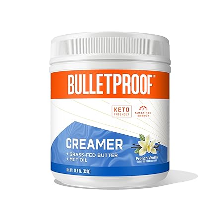 Bulletproof French Vanilla Creamer, 14.8 Ounces, Keto Coffee Creamer with MCT Oil and Grass-Fed Butter