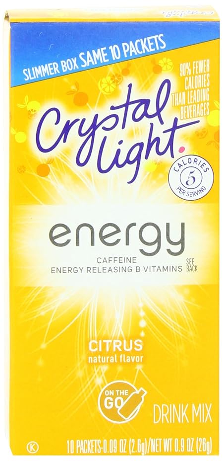Crystal Light On The Go Energy Citrus, 10 Count (Pack of 12) - Packaging May Vary