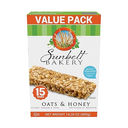 Sunbelt Bakery Oats & Honey Chewy Granola Bars, 14.26 Oz. 15 Count (Box of 1)