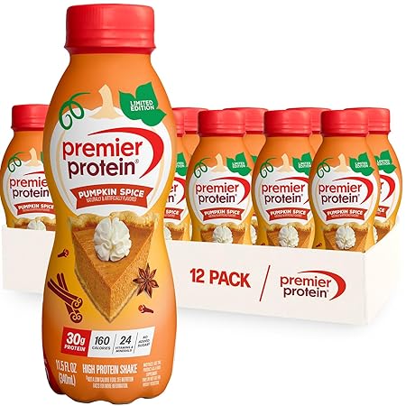 Premier Protein Shake, Limited Edition Pumpkin Spice, 30g Protein 1g Sugar 24 Vitamins Minerals Nutrients to Support Immune Health, 11.5 Fl Oz (Pack of 12)