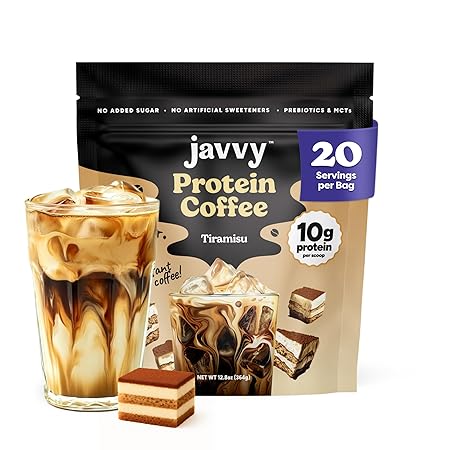 Tiramisu Protein Iced Coffee - Premium Whey Protein & Instant Iced Coffees - 100% Natural Cold Brew Coffee - Zero Artificial Flavors & Sweeteners, 80 mg Caffeine Per Serving, 0g of Sugar, 20 Servings