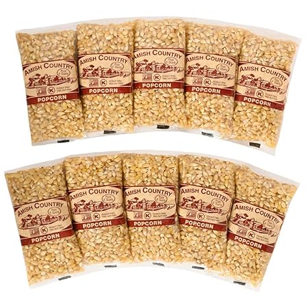 Amish Country Popcorn | 10-4 oz Bags | Baby White Popcorn Kernels | Old Fashioned, Non-GMO and Gluten Free (10-4 oz Bags)