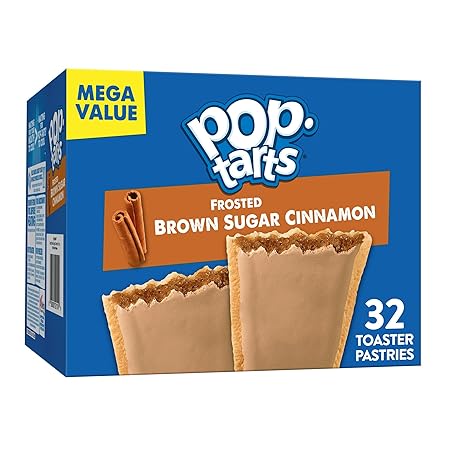 Pop-Tarts Toaster Pastries, Breakfast Foods, Kids Snacks, Family Pack, Frosted Brown Sugar Cinnamon (32 Pop-Tarts)