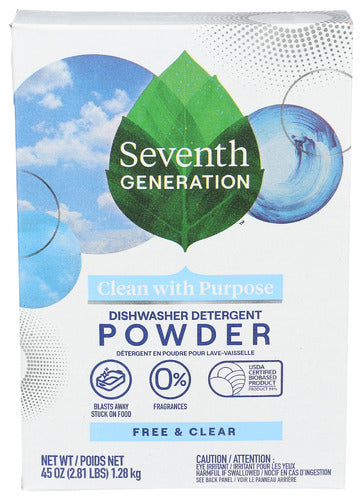 SEVENTH GENERATION DISHWASH AUTO PWDR FR CLR - 45 OZ