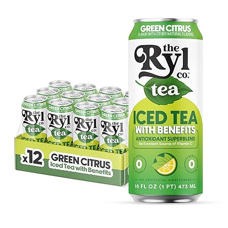 Ryl Iced Tea, Green Citrus Tea, Antioxidant Superblend, Zero Sugar, Low Carb, Zero Calorie - 16.0 Fl Oz (12-Pack)