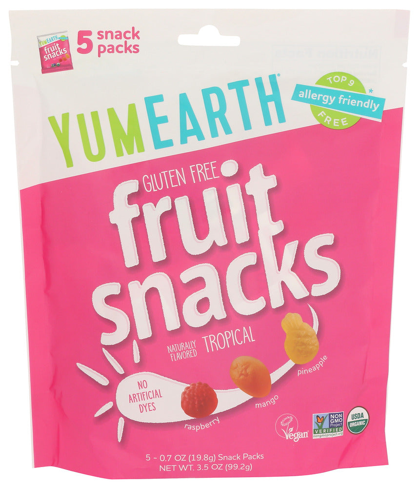 YUMEARTH FRUIT SNACK TROPICAL 5CT - 3.5 OZ