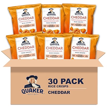 Quaker Rice Crisps, Gluten Free, Cheddar, 0.67 Oz, 30 Count