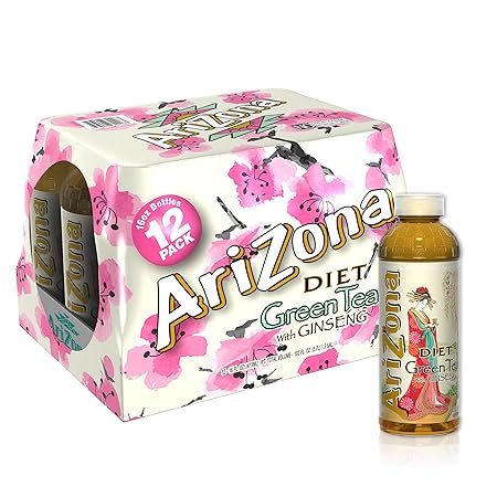AriZona Diet Green Tea with Ginseng - 16 Fl Oz (Pack of 12)