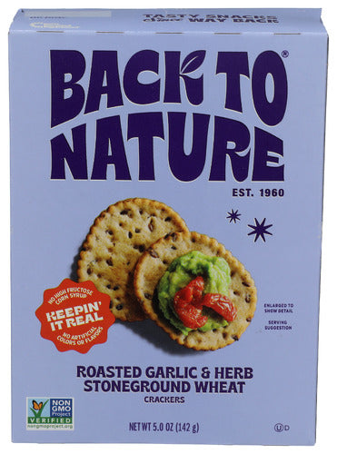 Back To Nature 
Crackers Rstd Garlic Hrb, 5 OZ.