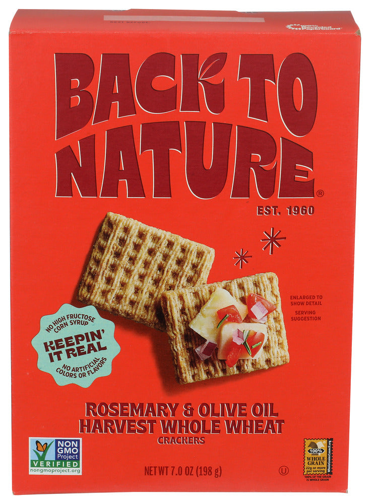 Back To Nature 
Crackers Olive Oil Rsmry, 7 OZ.