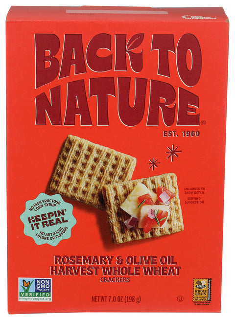 Back To Nature 
Crackers Olive Oil Rsmry, 7 OZ.