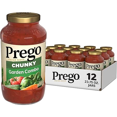Prego Chunky Garden Combo Pasta Sauce, 23.75 Oz Jar (Case of 12)
