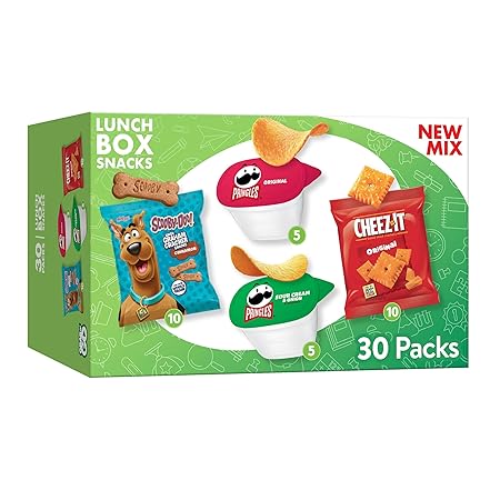 Kellogg's Cheez-It, Pringles & SCOOBY-DOO! Lunch Box Snacks, Variety Pack, 27.05oz Box (30 Count)