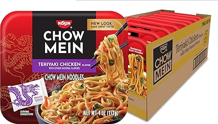 Nissin Chow Mein Noodles, Teriyaki Chicken, 4 Ounce (Pack of 8)