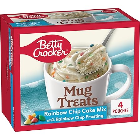Betty Crocker Mug Treats Rainbow Chip Cake Mix with Frosting, 4 Servings, 13.9 oz.