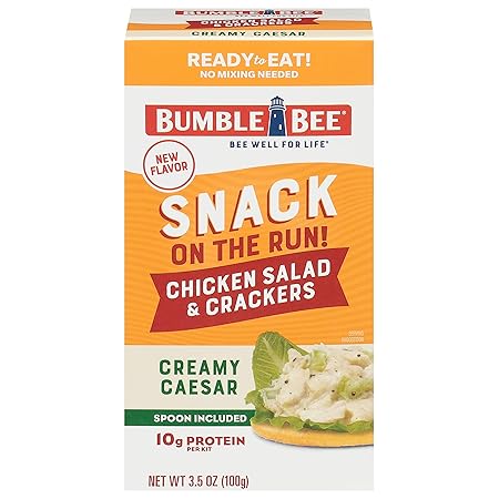 Bumble Bee Snack On The Run Creamy Caesar Chicken Salad with Crackers Kit - Ready to Eat Protein Snack Pack - 10g Protein per Box