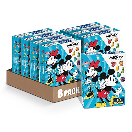 Disney Mickey and Friends Fruit Flavored Snacks, Treat Pouches, Gluten Free Snack, 10 Ct, 8 oz (Pack of 8)