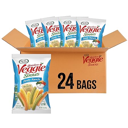 Sensible Portions Garden Veggie Snacks - Veggie Straws, Snack Size, Zesty Ranch, 1 Oz (Pack of 24)