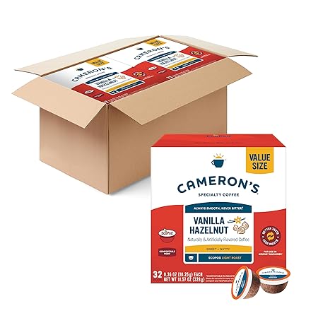 Cameron's Coffee Single Serve Pods, Flavored, Vanilla Hazelnut, 128 Count (Pack of 1)