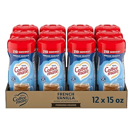 Nestle Coffee mate Coffee Creamer, French Vanilla, Non Dairy Powder Creamer, 15 oz Canister (Pack of 12)