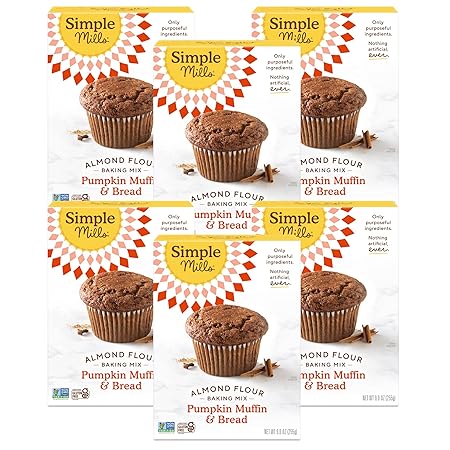 Simple Mills Almond Flour Baking Mix, Pumpkin Muffin & Bread Mix, Gluten Free, Plant Based, Paleo Friendly, 4.25 Ounce (Pack of 6)