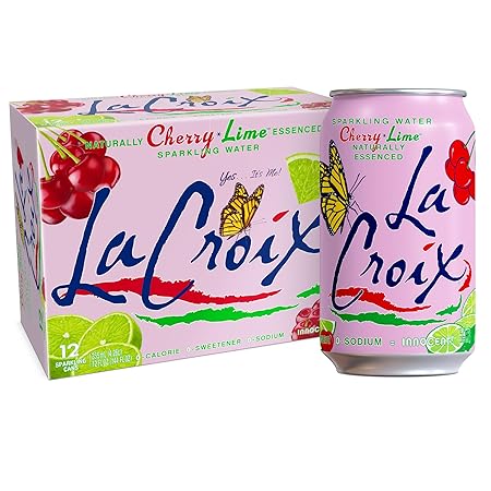 LaCroix Sparkling Water, Cherry Lime, 12-Pack Zero Sugar, Zero Calories, Zero Sodium