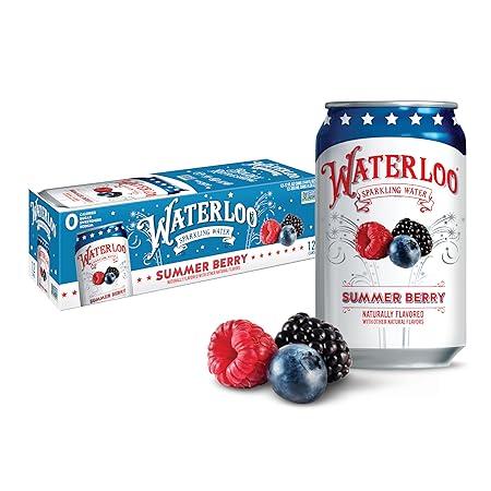 Waterloo Sparkling Water, Summer Berry Naturally Flavored, 12 Fl Oz Cans (Pack of 12) – Zero Calories and Zero Sugar or Sweeteners