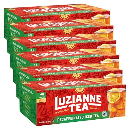 Luzianne Decaffeinated Iced Tea Bags, Family Size, 48ct Box (Pack of 6)