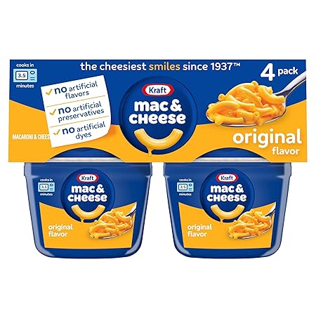 Kraft Original Mac & Cheese Macaroni and Cheese Dinner, 4 ct Pack, 2.05 oz Cups