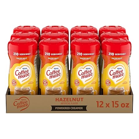 Nestle Coffee mate Coffee Creamer, Hazelnut, Non Dairy Powder Creamer, 15 oz Canister (Pack of 12)