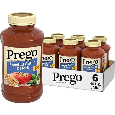Prego Roasted Garlic and Herb Pasta Sauce, 45 Oz Jar (Case of 6)