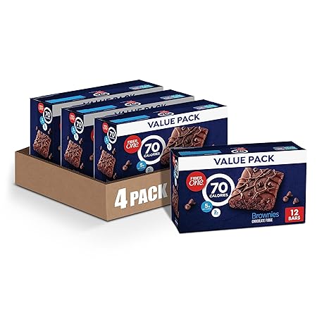 Fiber One 70 Calorie Brownies, Chocolate Fudge, Snack Bars, Value Pack, 12 Bars, 10.6 oz (Pack of 4)