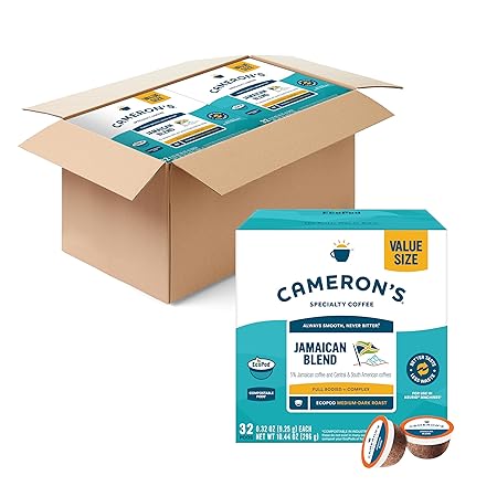 Cameron's Coffee Single Serve Pods, Jamaica Blue Mountain Blend, 10.44 Ounce (Pack of 4)