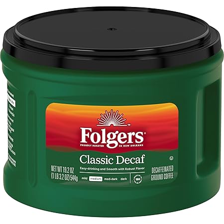 Folgers Classic Decaf Medium Roast Ground Coffee, 19.2 Ounces (Pack of 6)