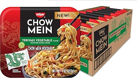 Nissin Chow Mein Noodles, Teriyaki Vegetable, 4 Ounce (Pack of 8)