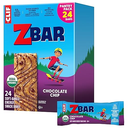 Zbar - Chocolate Chip - Soft-Baked Energy Snack Bars - Non-GMO - 12g Whole Grains - USDA Organic Granola Bars (24 Pack)