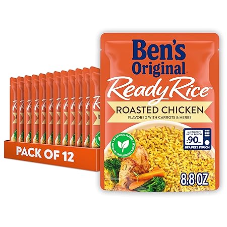 BEN'S ORIGINAL Ready Rice Roasted Chicken Flavored Rice, Easy Dinner Side, 8.8 oz Pouch (Pack of 12)