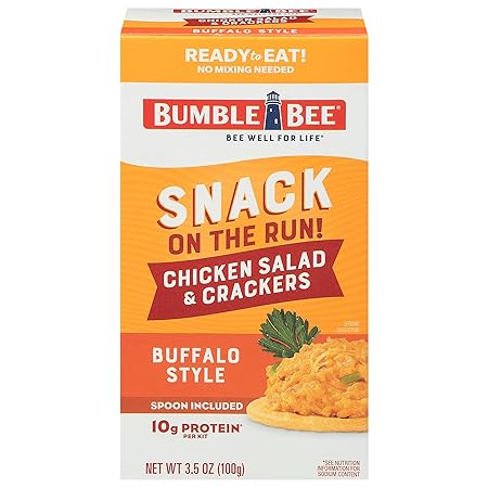 Bumble Bee Snack On The Run Buffalo Chicken Salad with Crackers Kit, 3.5 oz - Ready to Eat, Spoon Included - Shelf Stable & Convenient Protein Snack