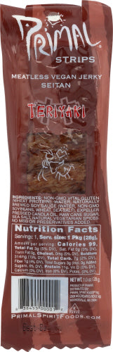 Primal Strips Jerky Mtless Seitan Teriyaki, 1 OZ.