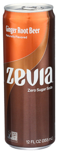 ZEVIA SODA GINGER ROOT BEER - 12 FO