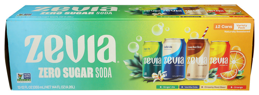 ZEVIA SODA ZERO SUGAR VAR 12PK - 144 FO
