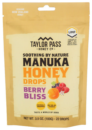 TAYLOR PASS HONEY DROPS HONEY MANUKA BERRY - 3.52 OZ