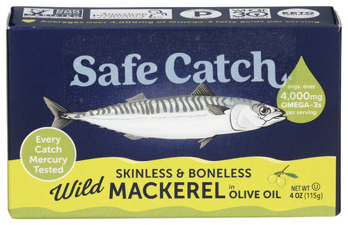 Safecatch Mackerel Oliveoil Boneles, 4 OZ.