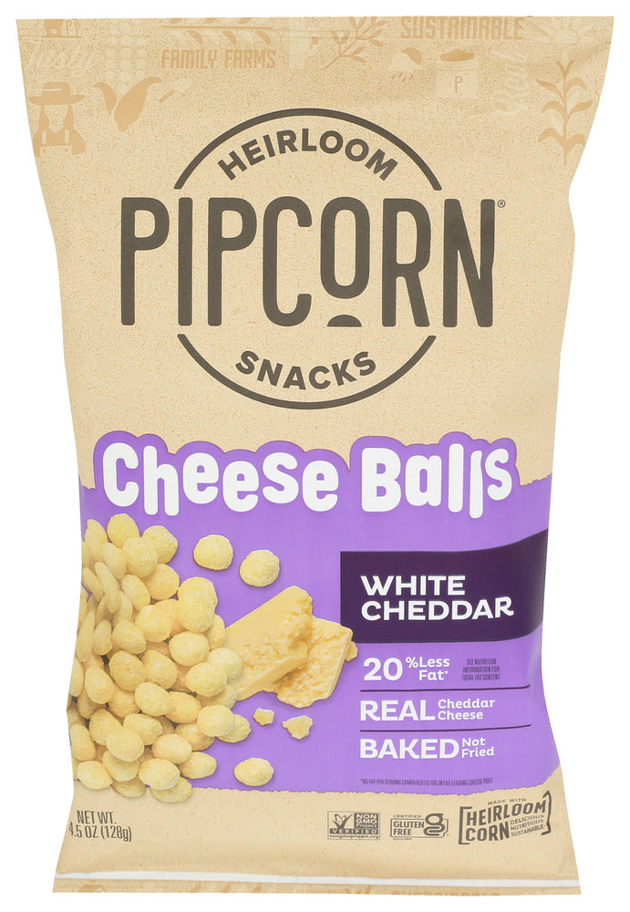 Pipcorn Cheese Balls White Chddr, 4.5 OZ.