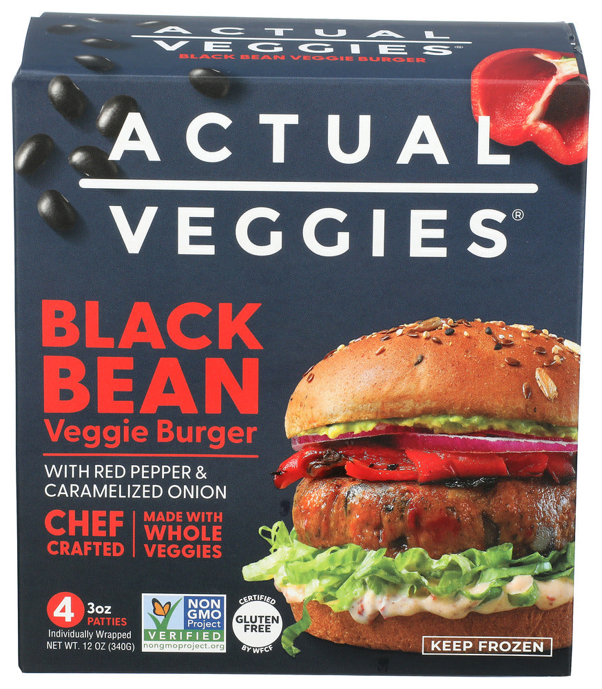ACTUAL VEGGIES BURGER VEGGIE BLACK BEAN - 12 OZ