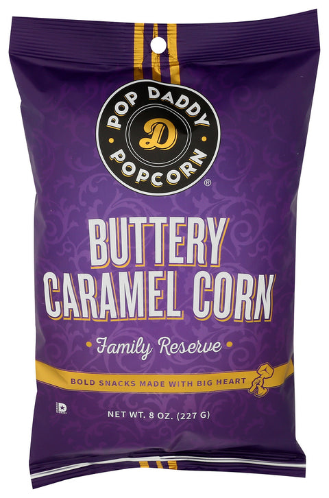 POP DADDY POPCORN & PRETZ POPCORN BUTTERY CRML CRN - 8 OZ