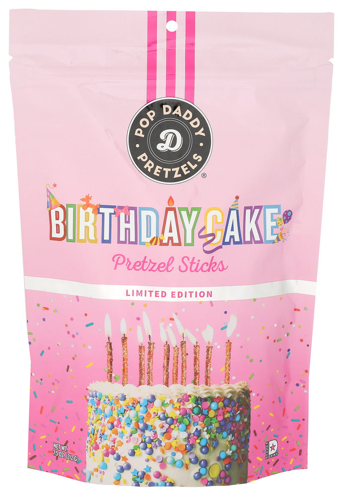POP DADDY POPCORN & PRETZ PRETZELS BIRTHDAY CAKE - 7.5 OZ